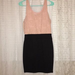Forever 21 Black and pink mini lace dress
